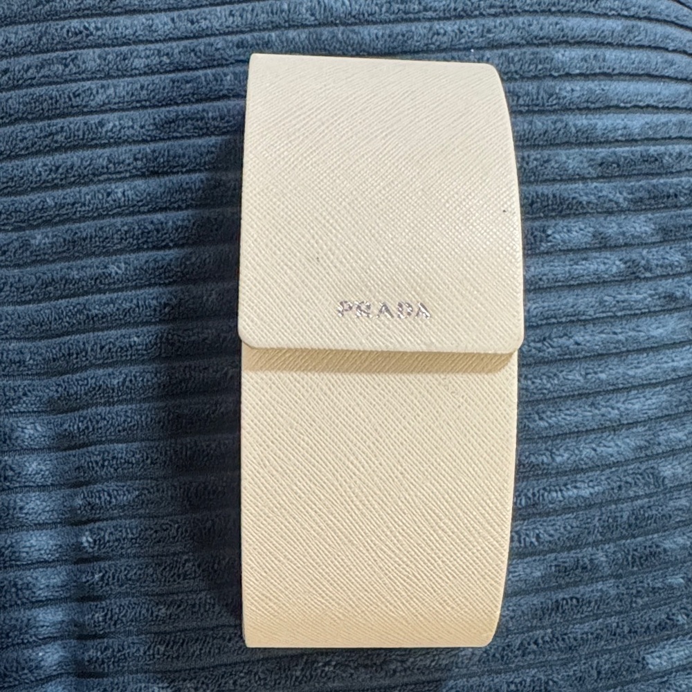 Prada Cream Saffiano Leather Eyewear Case